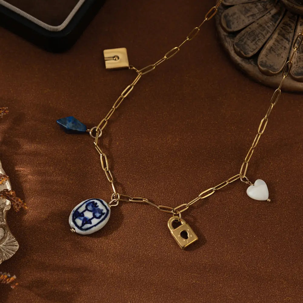 Light Luxury Flower Pendant Love Lock Necklace | Chic Boho Romantic Jewelry | same ANTHEM