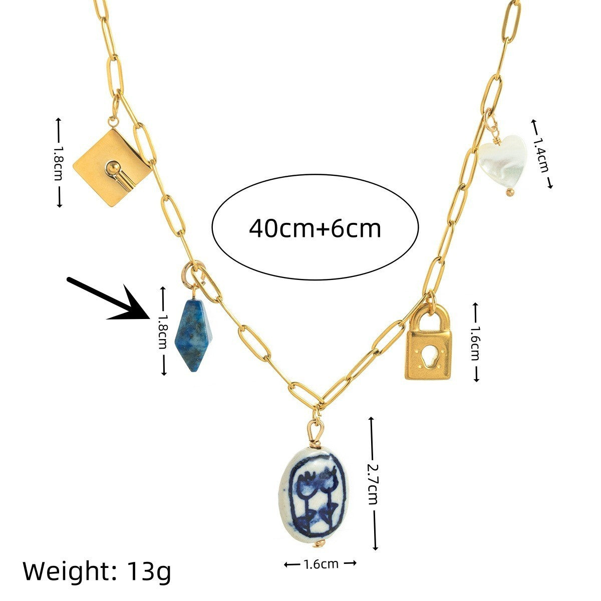 Light Luxury Flower Pendant Love Lock Necklace | Chic Boho Romantic Jewelry | same ANTHEM - Lapis Lazuli Pendant
