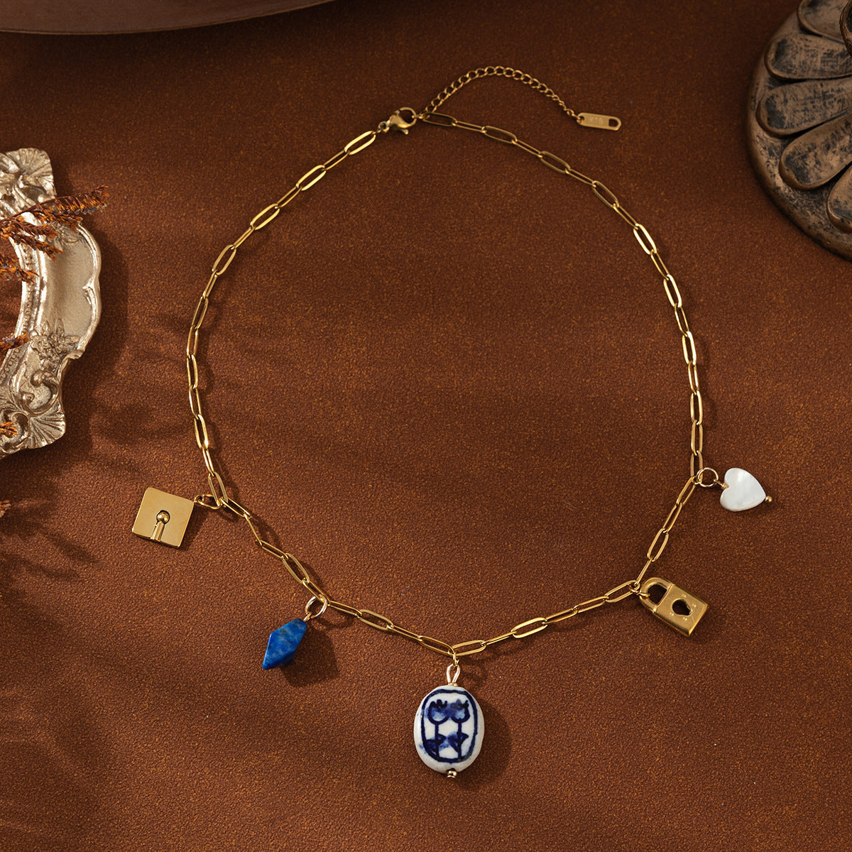 Light Luxury Flower Pendant Love Lock Necklace | Chic Boho Romantic Jewelry | same ANTHEM
