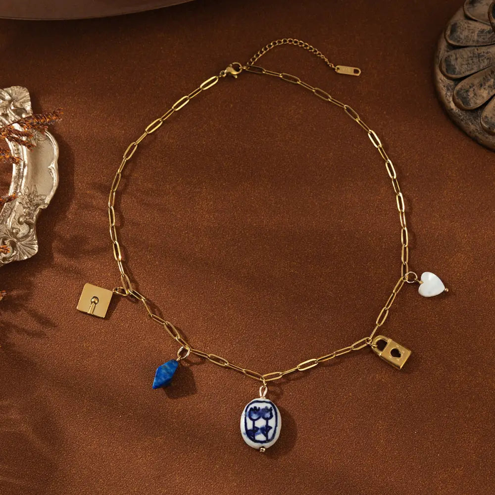 Light Luxury Flower Pendant Love Lock Necklace | Chic Boho Romantic Jewelry | same ANTHEM