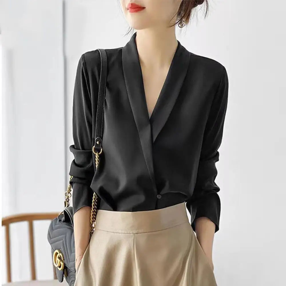 Long Sleeve Professional Top – Chic French Elegance for Lovers & Soulmates | same ANTHEM - Black / 2XL