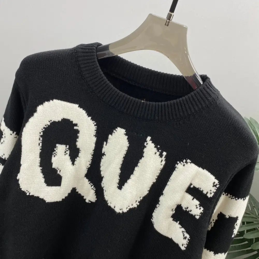 Long Sleeve Wool Sweater with Letter Print | same ANTHEM Japanese Streetwear Chic