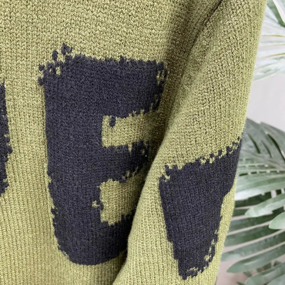 Long Sleeve Wool Sweater with Letter Print | same ANTHEM Japanese Streetwear Chic