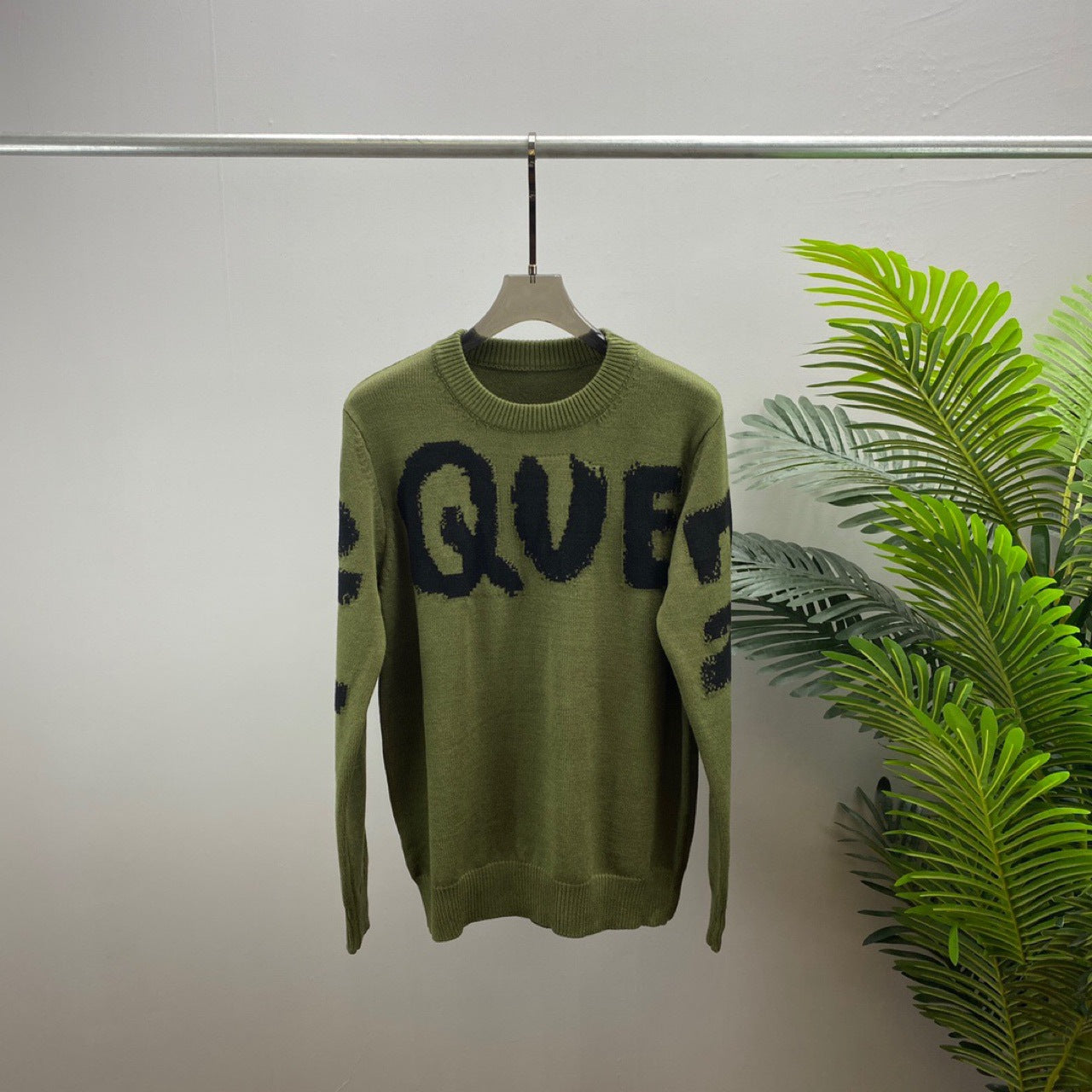 Long Sleeve Wool Sweater with Letter Print | same ANTHEM Japanese Streetwear Chic - Green / S