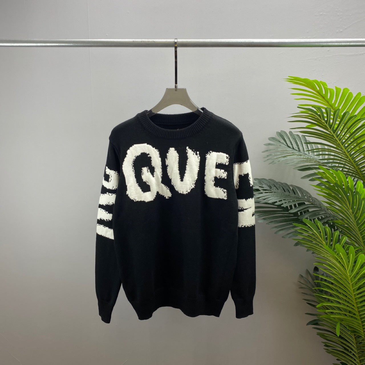 Long Sleeve Wool Sweater with Letter Print | same ANTHEM Japanese Streetwear Chic - Black / S