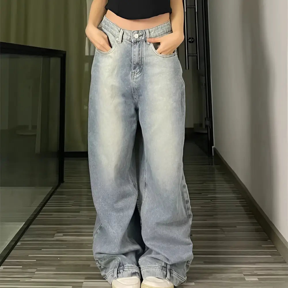Loose Bell Bottom Jeans - Baggy Streetwear Vibe | same ANTHEM - Blue / 2XL