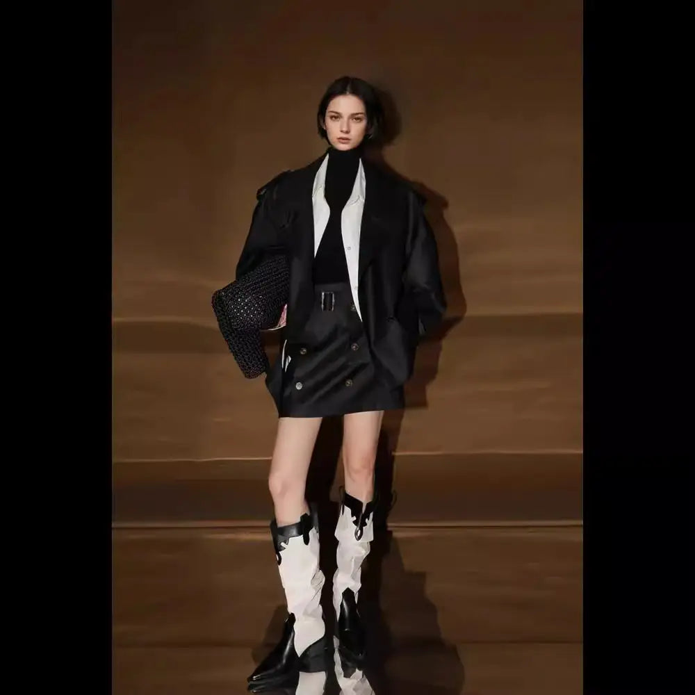 Loose Wide Retro British Trench Coat - Bag