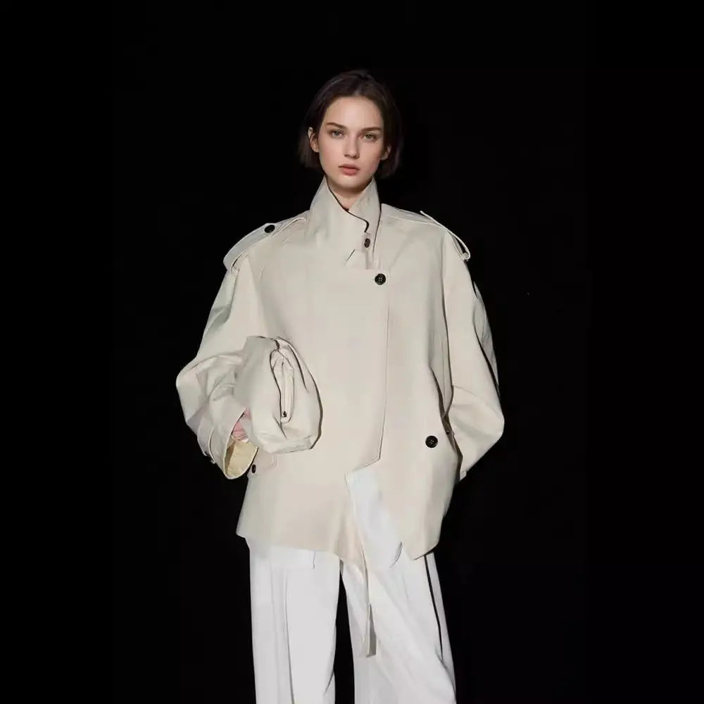 Loose Wide Retro British Trench Coat - Bag