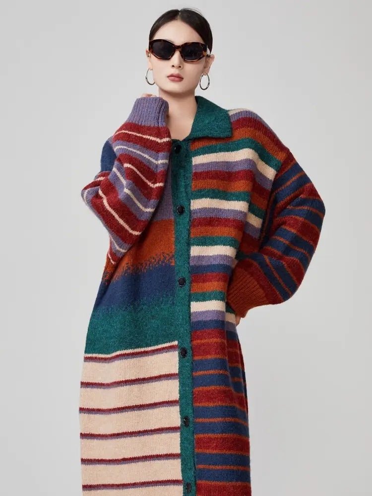 Loose Casual American Retro Stripes Sweater Coat for Soulmates & Lovers | same ANTHEM - Top