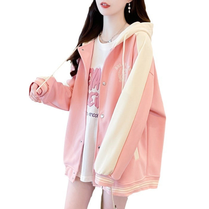 Loose Casual Cartoon Embroidered Baseball Sweater for Soulmates & Friends | same ANTHEM - Jacket