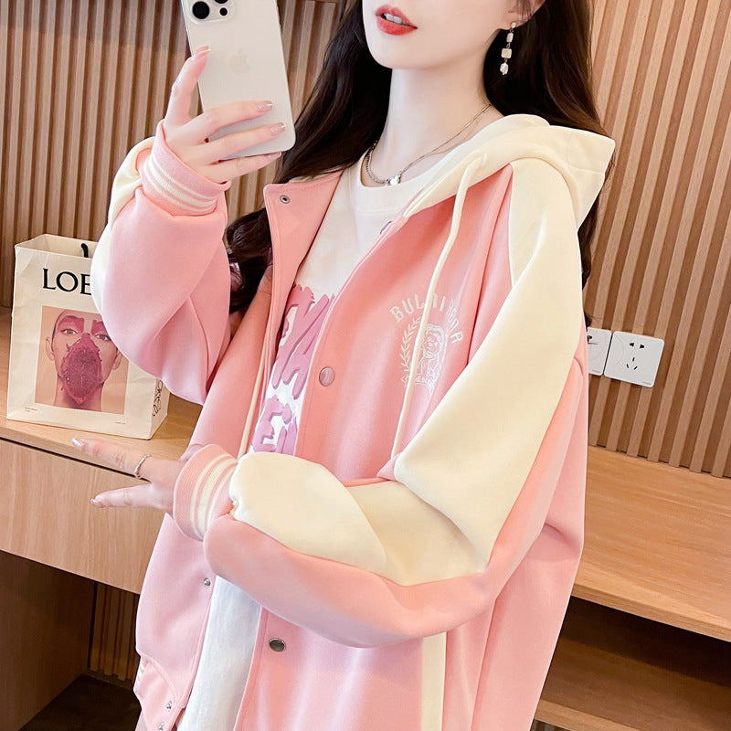 Loose Casual Cartoon Embroidered Baseball Sweater for Soulmates & Friends | same ANTHEM - Jacket