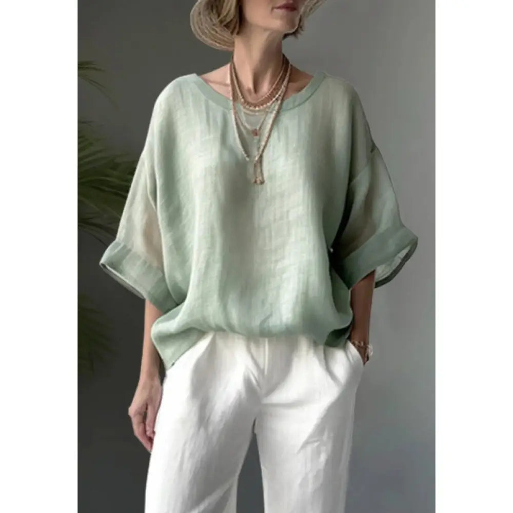 Loose Casual Elegance – Women’s Round Neck Shirt | same ANTHEM
