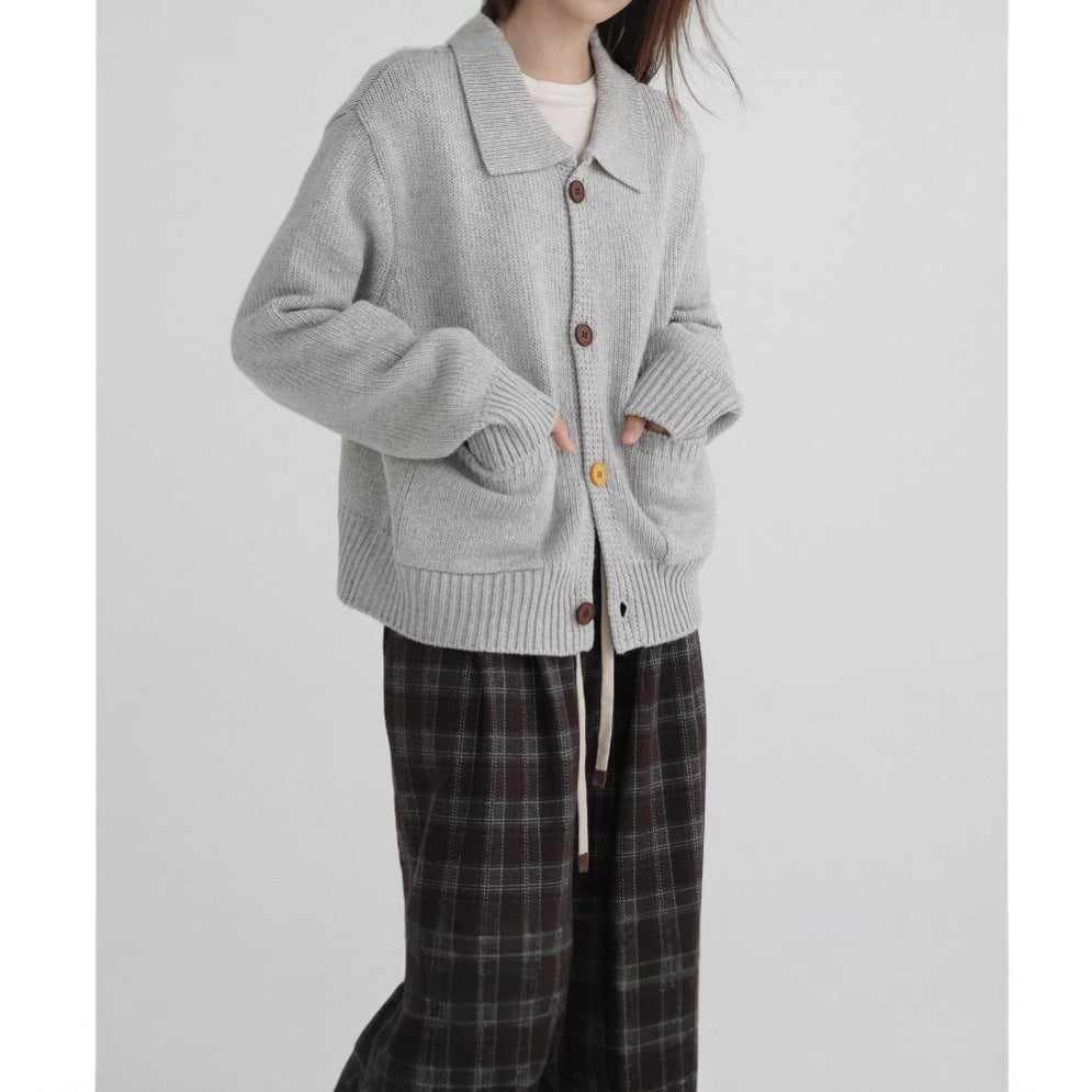 Loose Casual Japanese Retro Lapel Cardigan Coat for Soulmates & Lovers | same ANTHEM - Top