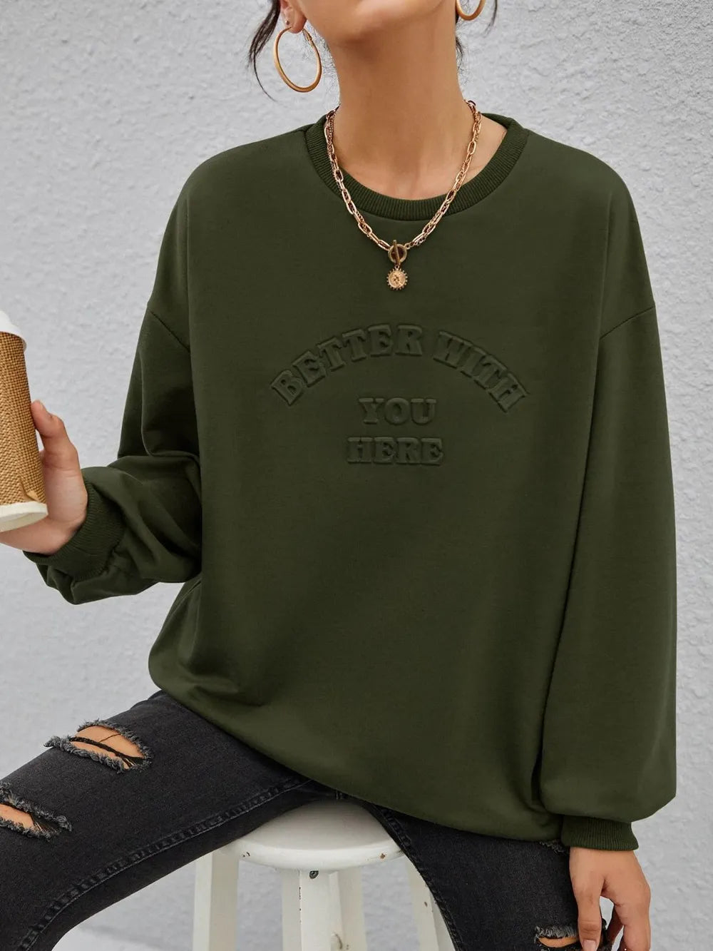 Loose Casual Letter Sweatshirt | Soulmate Style | same ANTHEM Women’s Tops