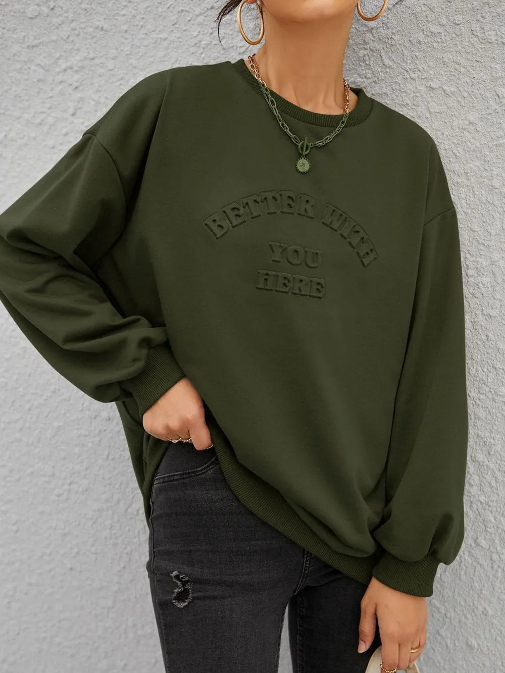 Loose Casual Letter Sweatshirt | Soulmate Style | same ANTHEM Women’s Tops