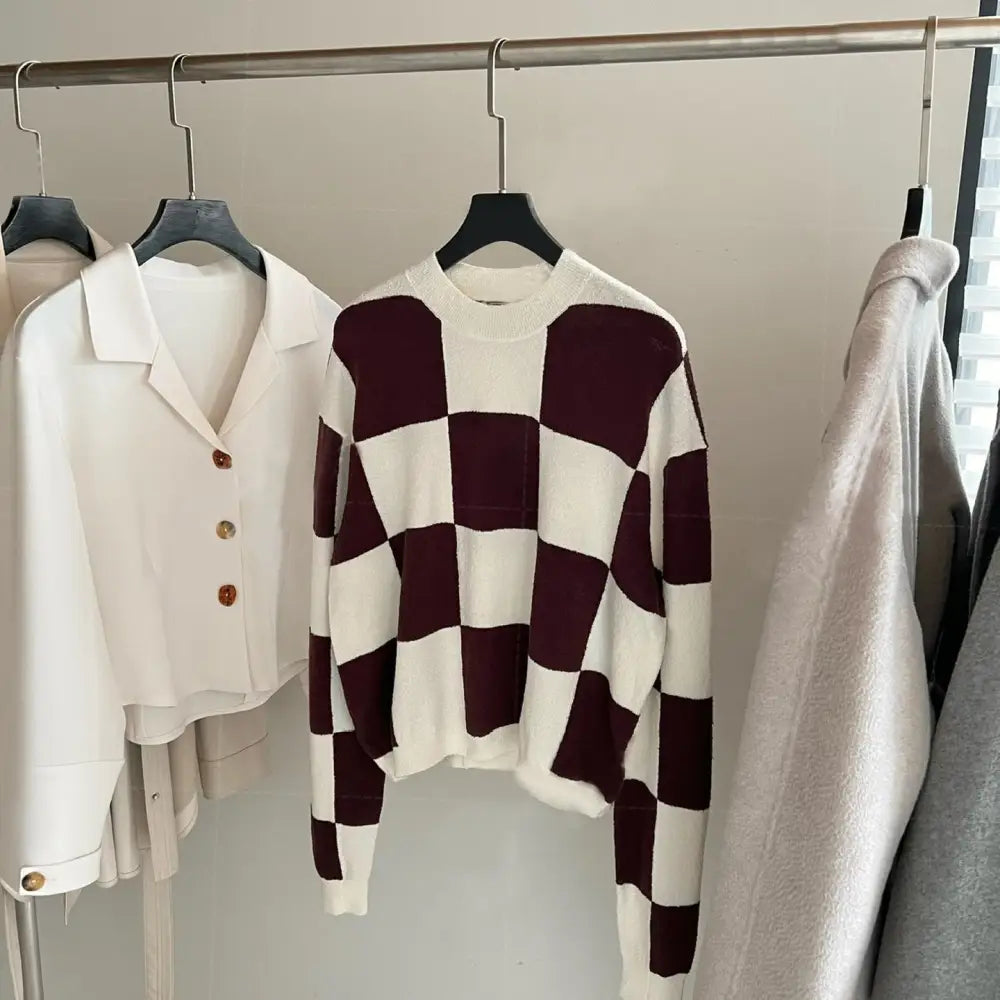 Loose Casual Organic Cotton Plaid Sweater for Soulmates | same ANTHEM