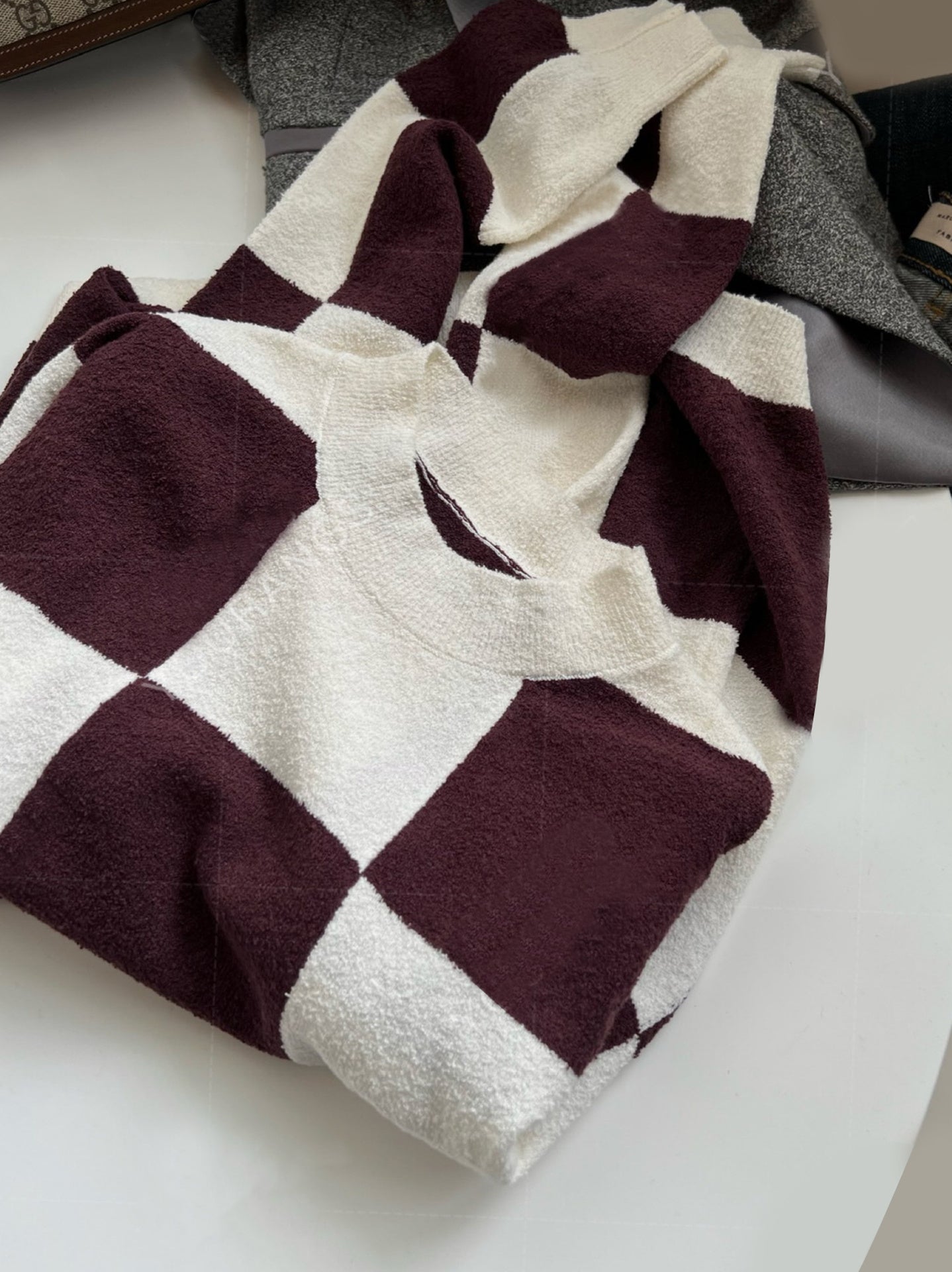 Loose Casual Organic Cotton Plaid Sweater for Soulmates | same ANTHEM