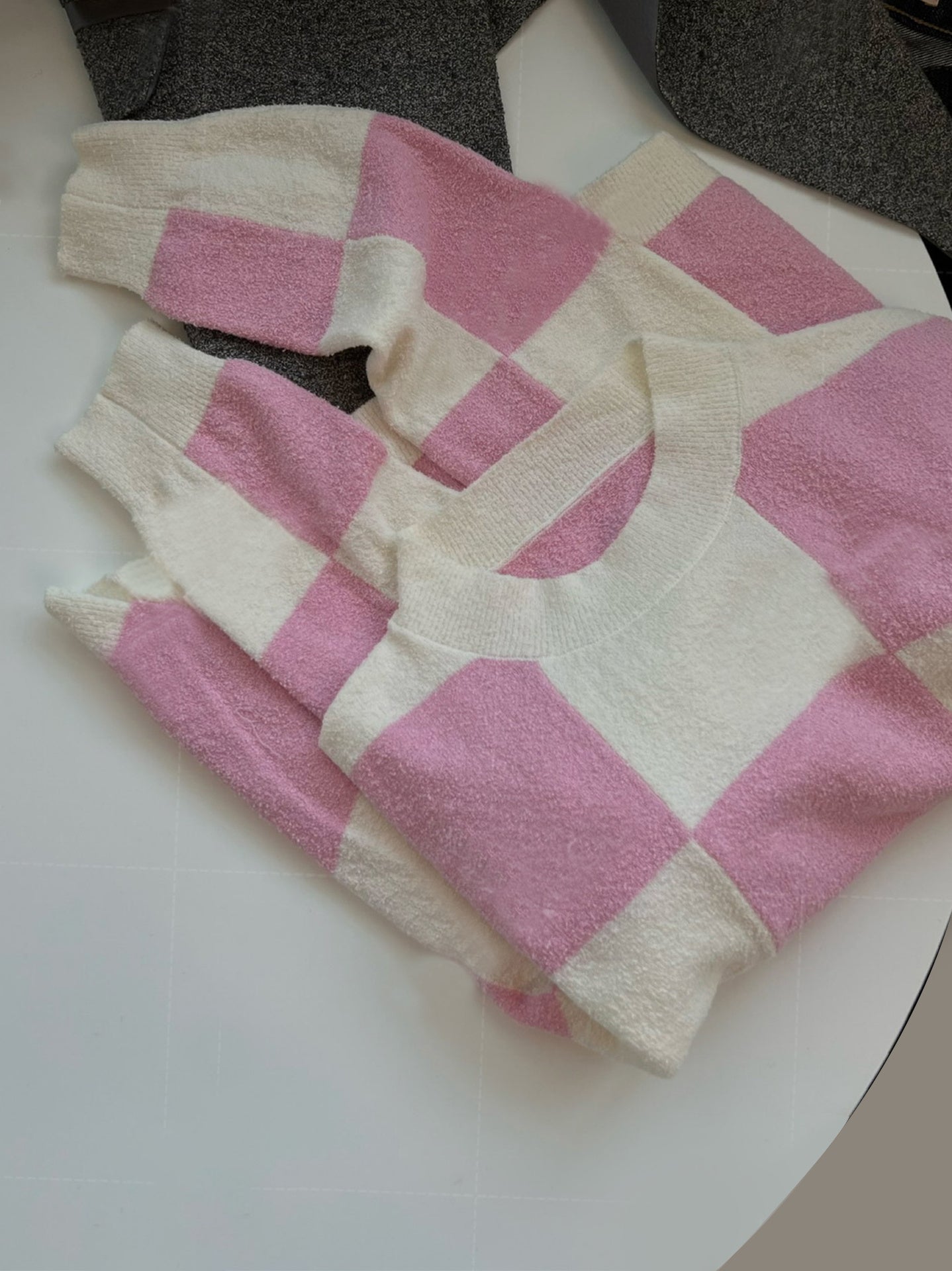 Loose Casual Organic Cotton Plaid Sweater for Soulmates | same ANTHEM
