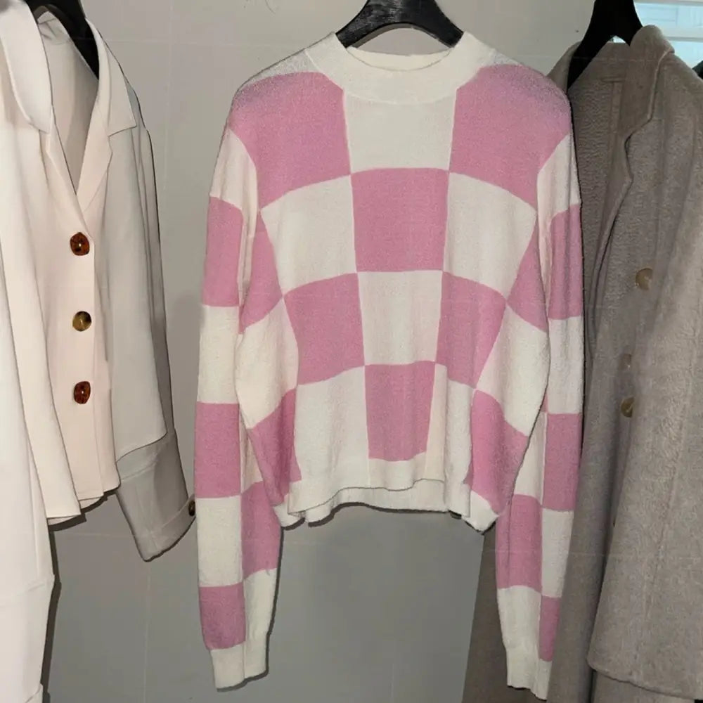 Loose Casual Organic Cotton Plaid Sweater for Soulmates | same ANTHEM