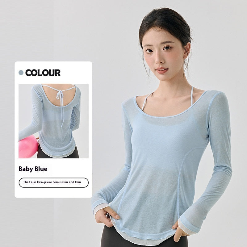 Loose Contrast Hem Backless Blouse – same ANTHEM. Soulmate Streetwear - Baby Blue / L