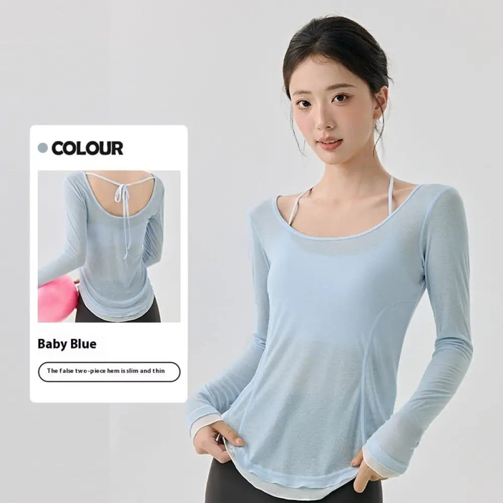 Loose Contrast Hem Backless Blouse – same ANTHEM. Soulmate Streetwear - Baby Blue / L