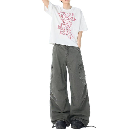 Loose Denim Multi-Pocket Straight Leg Pants | same ANTHEM.