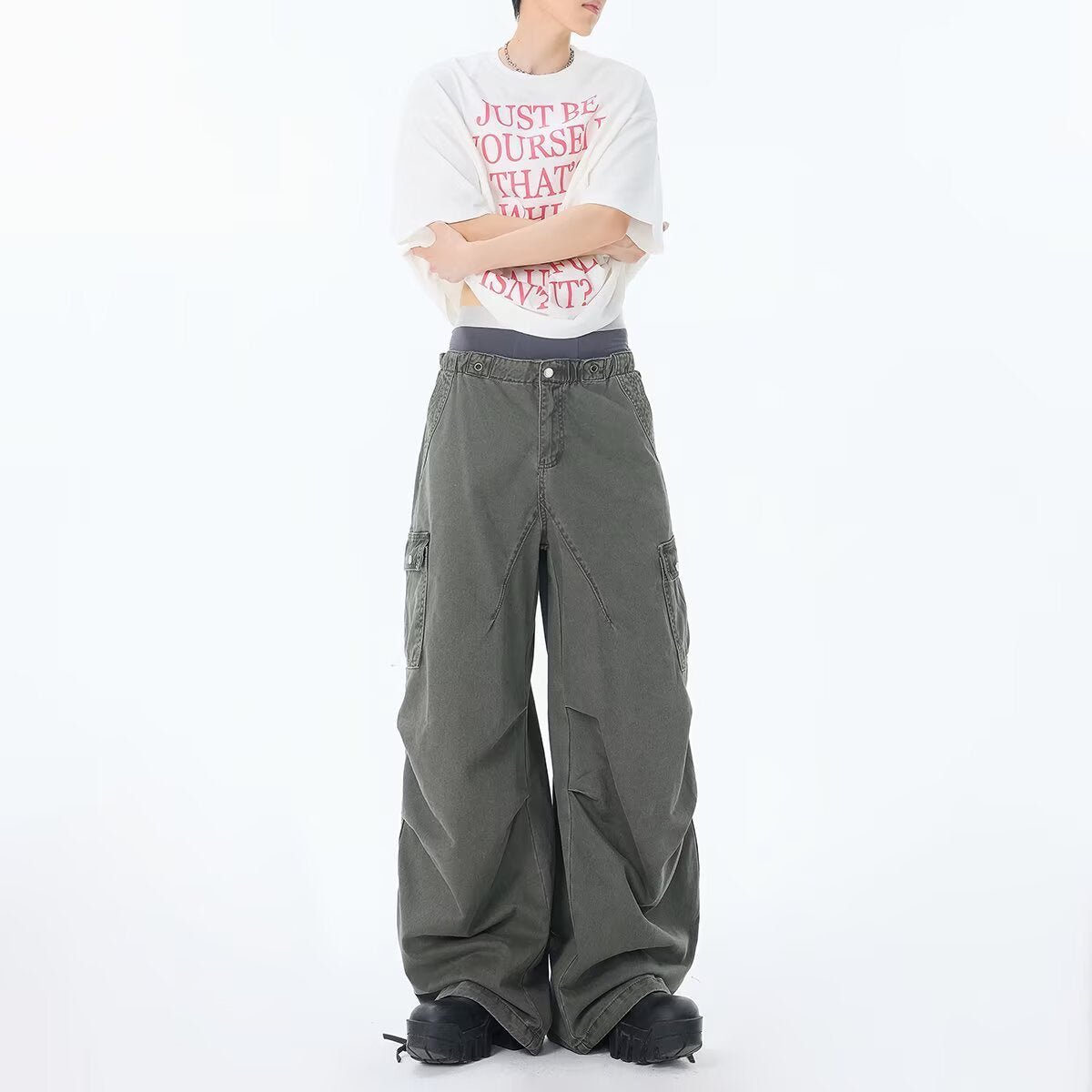 Loose Denim Multi-Pocket Straight Leg Pants | same ANTHEM.