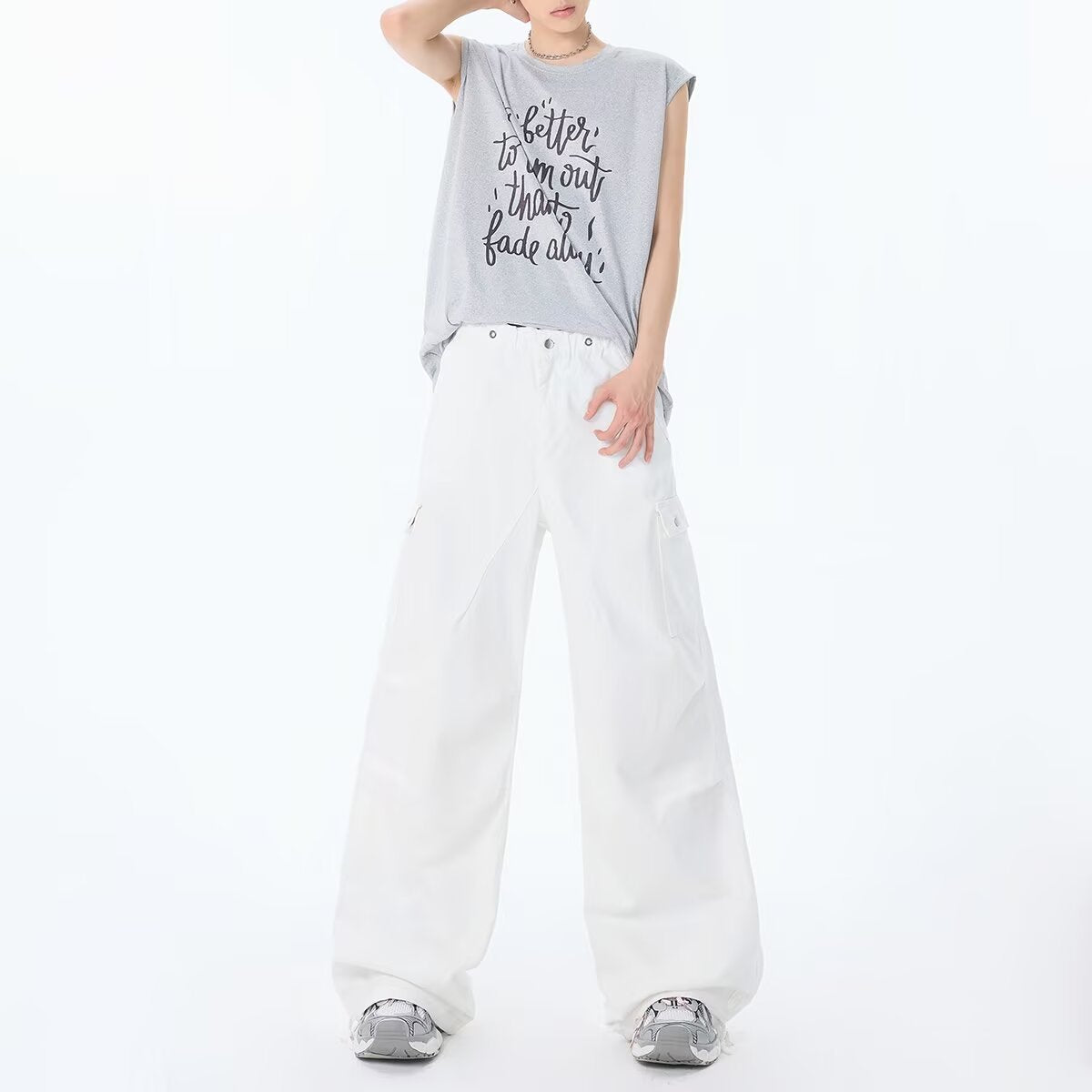 Loose Denim Multi-Pocket Straight Leg Pants | same ANTHEM.