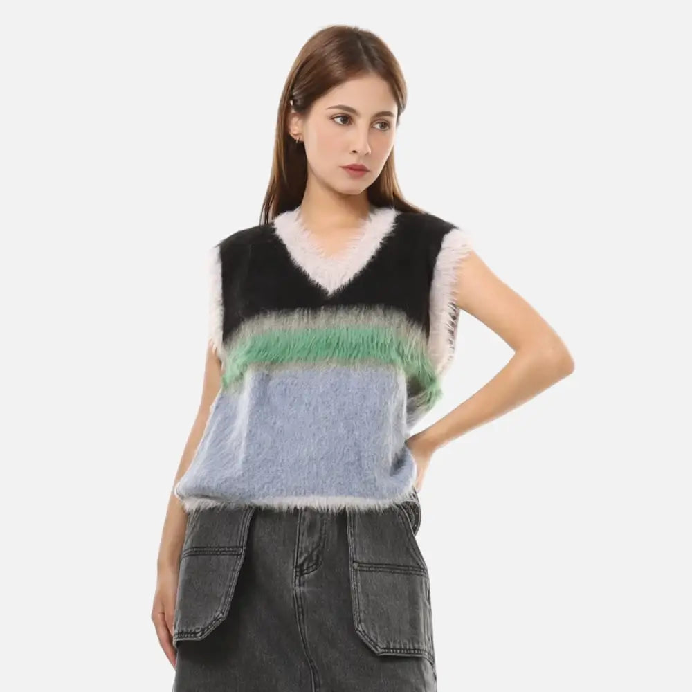 Loose Fit Blue Color-Block Vest – Soulmate Streetwear | same ANTHEM - Light blue / One Size