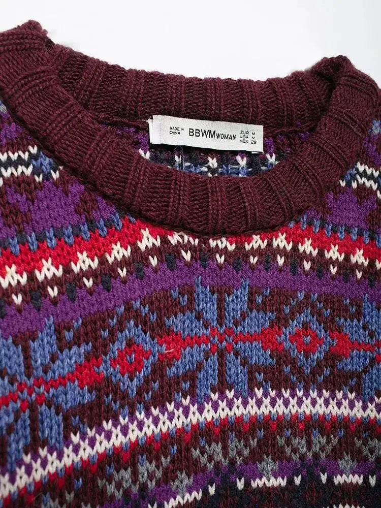 Loose Knitted Jacquard Sweater Women | Contrast Cozy Streetwear | same ANTHEM.