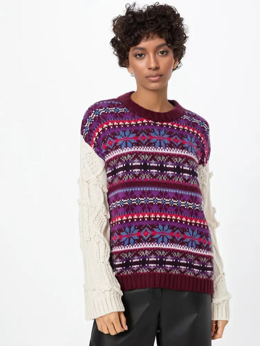 Loose Knitted Jacquard Sweater Women | Contrast Cozy Streetwear | same ANTHEM.