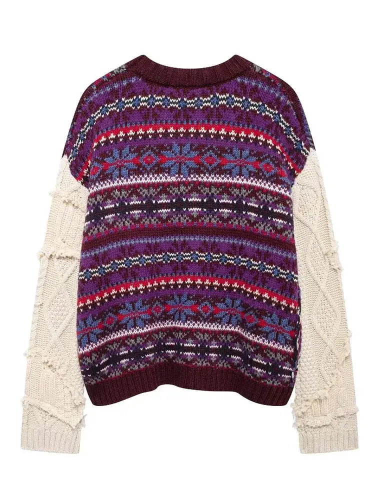 Loose Knitted Jacquard Sweater Women | Contrast Cozy Streetwear | same ANTHEM.