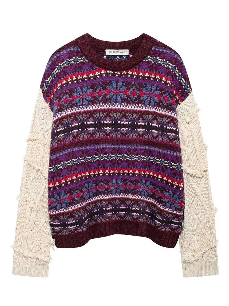 Loose Knitted Jacquard Sweater Women | Contrast Cozy Streetwear | same ANTHEM.