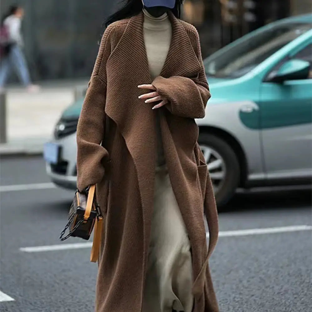 Loose Mid-Length Outerwear Sweater Cardigan Women | Lazy Chic Layer | same ANTHEM. - Coffee / One size