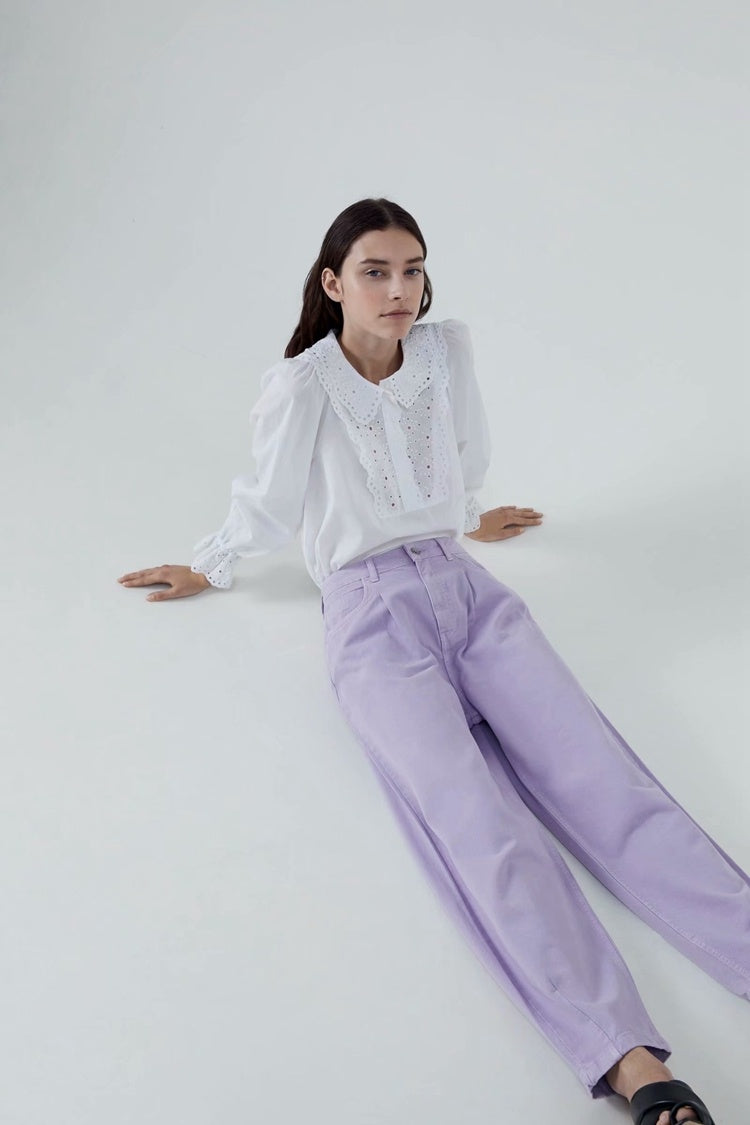 Loose Pleated Purple Denim Pants – Casual Chic | same ANTHEM - Pants
