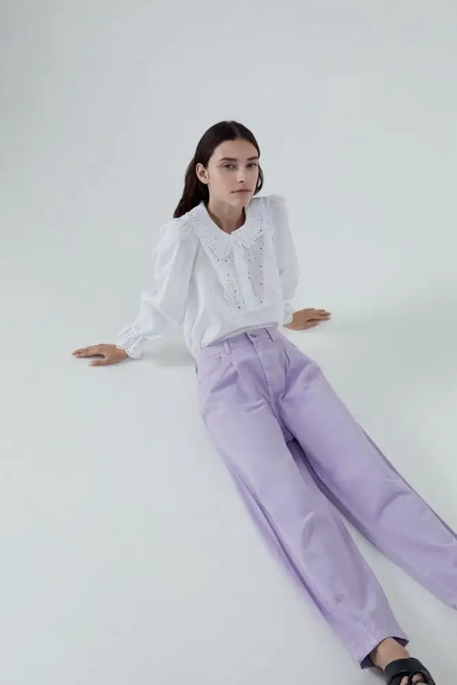 Loose Pleated Purple Denim Pants – Casual Chic | same ANTHEM - Pants