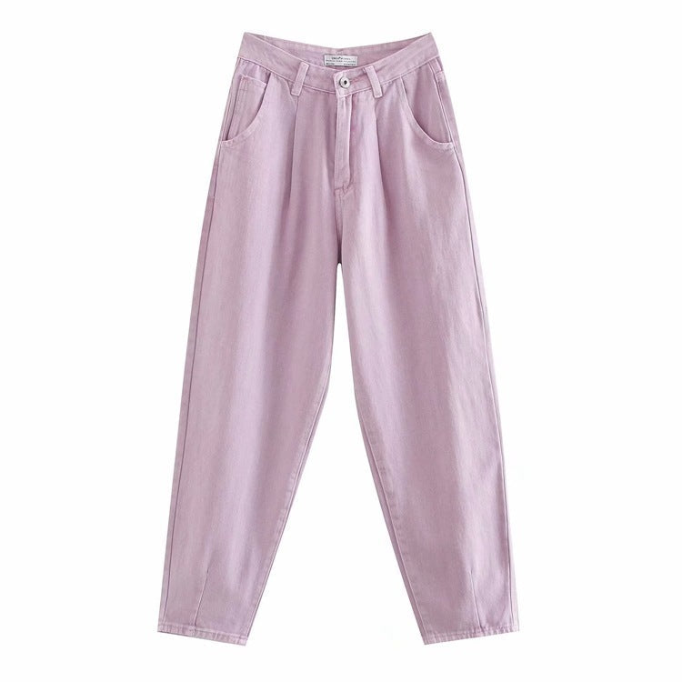 Loose Pleated Purple Denim Pants – Casual Chic | same ANTHEM - Pants
