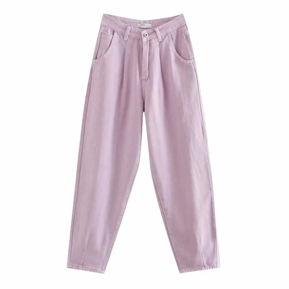 Loose Pleated Purple Denim Pants – Casual Chic | same ANTHEM - Pants