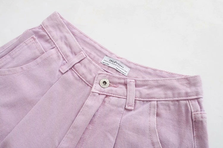 Loose Pleated Purple Denim Pants – Casual Chic | same ANTHEM - Pants