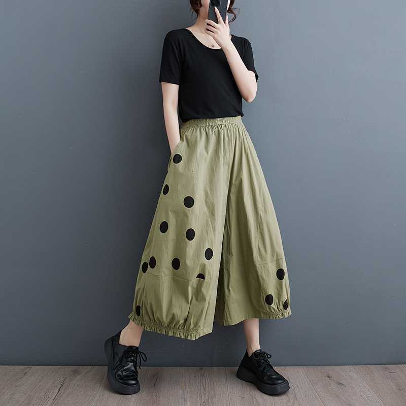 Loose Printed Wide Leg Nine Quarter Pants | Japanese Casual Style | same ANTHEM