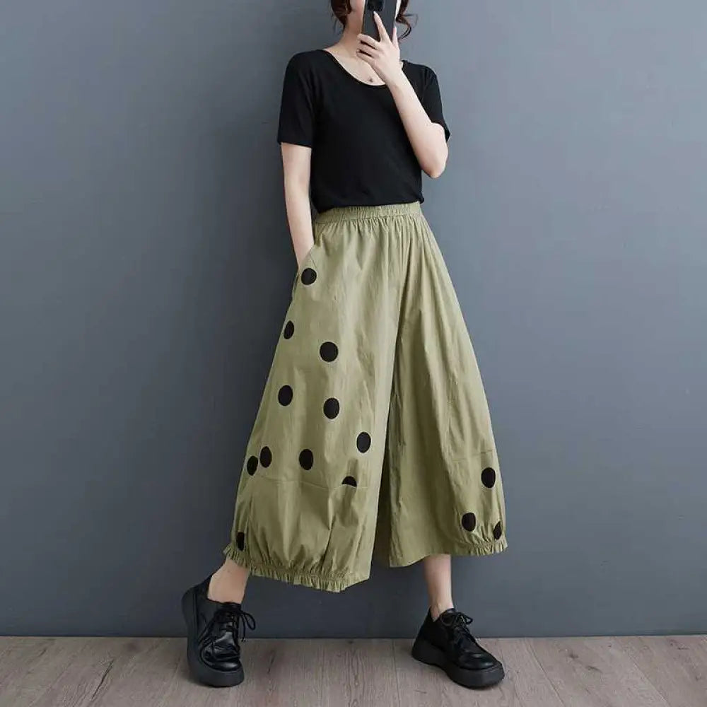 Loose Printed Wide Leg Nine Quarter Pants | Japanese Casual Style | same ANTHEM