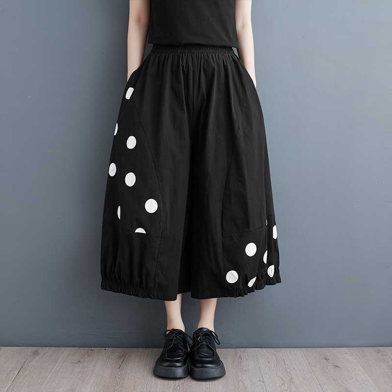 Loose Printed Wide Leg Nine Quarter Pants | Japanese Casual Style | same ANTHEM