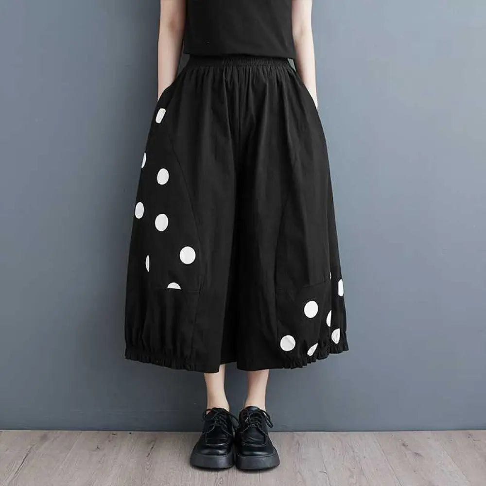 Loose Printed Wide Leg Nine Quarter Pants | Japanese Casual Style | same ANTHEM