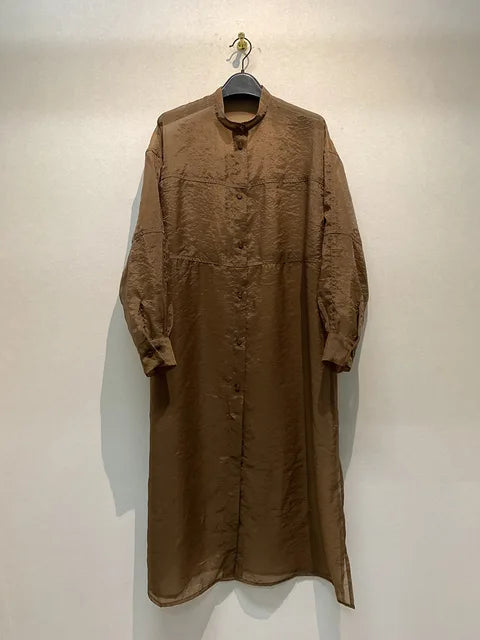 Loose Sheer Long Dress | same ANTHEM. - Brown / S