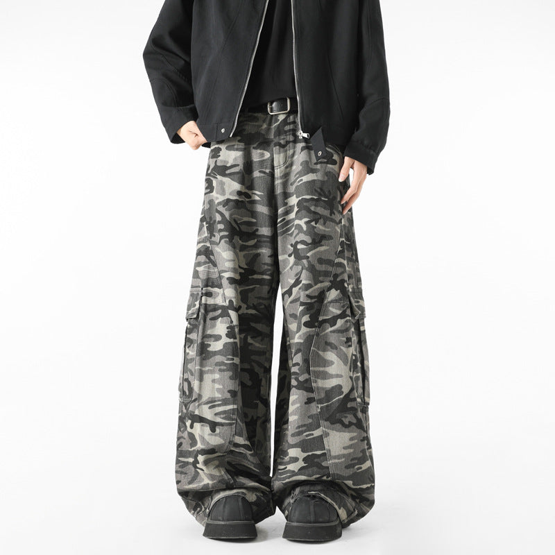 Loose Washed Wide Leg Grey Camo Pants – same ANTHEM Soulmate Streetwear