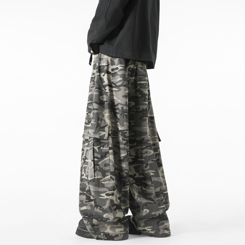 Loose Washed Wide Leg Grey Camo Pants – same ANTHEM Soulmate Streetwear