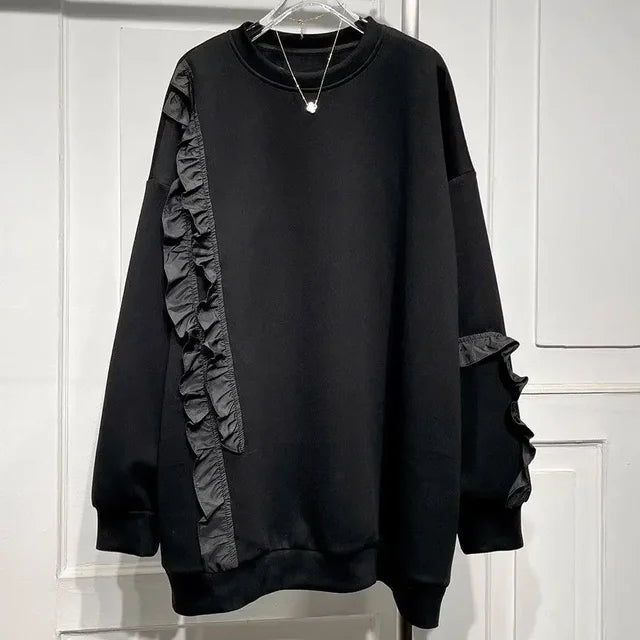 Lotus Edge Brushed Sweater – dreamy soulmate streetwear | same ANTHEM. - Black Plush / L