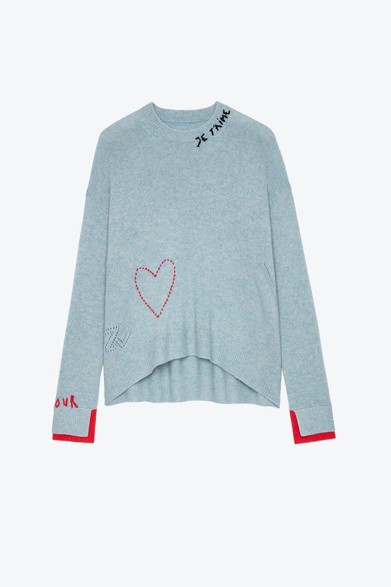 Love Letter Cashmere Sweater – same ANTHEM | Handmade for Soulmates & Lovers - blue / S