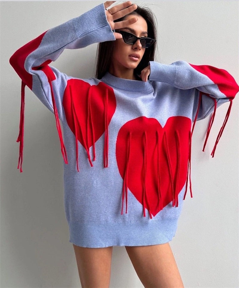 Love Tassel Sweater – Cute Chic Autumn & Winter Streetwear | same ANTHEM - blue / S