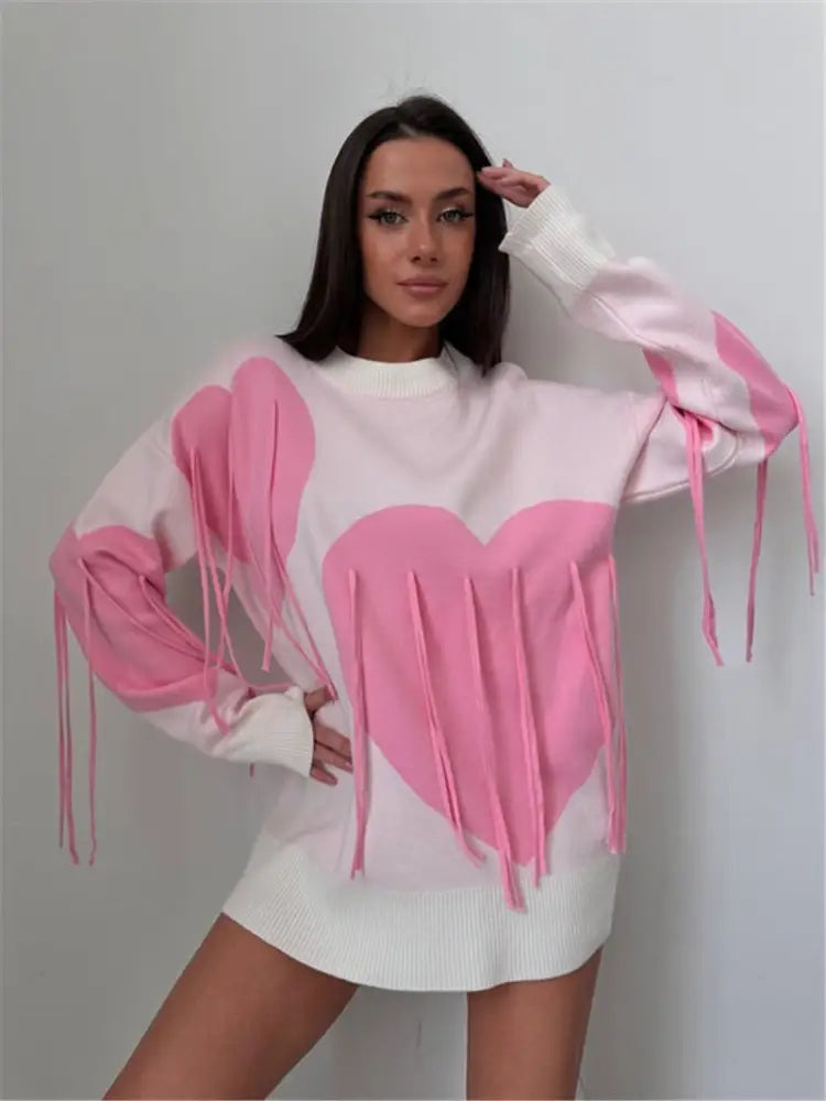 Love Tassel Sweater – Cute Chic Autumn & Winter Streetwear | same ANTHEM - pink / S